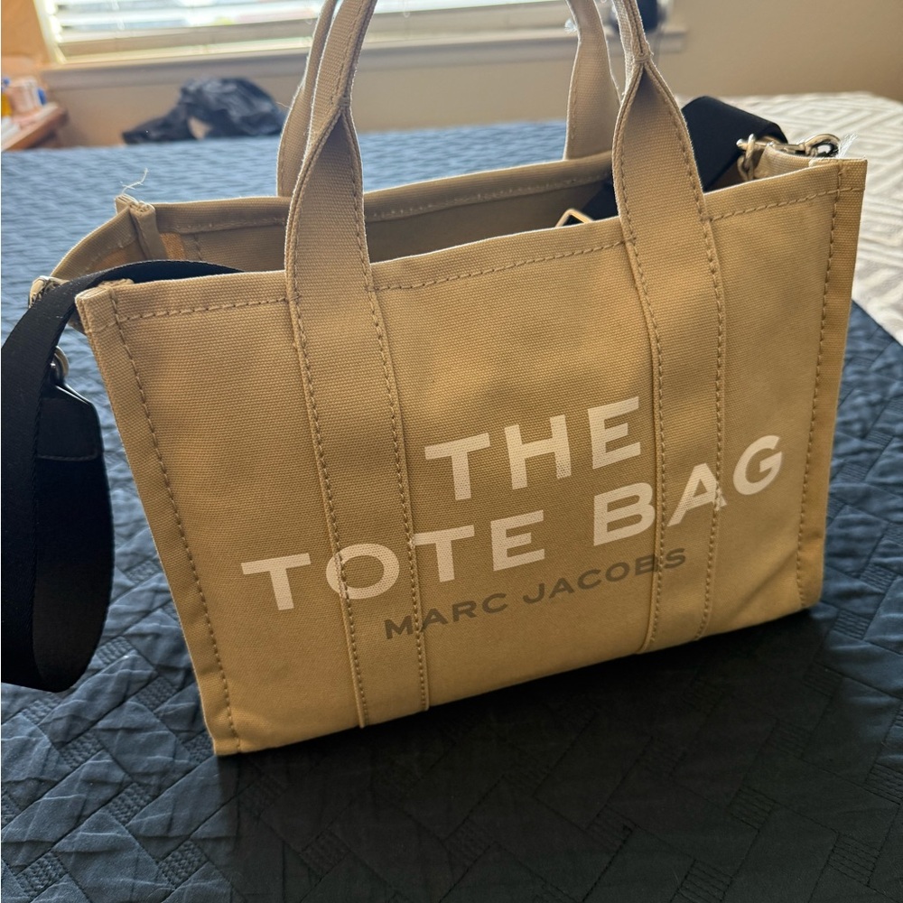 Marc Jacobs Tan Canvas Tote Bag with Minimalist Design
